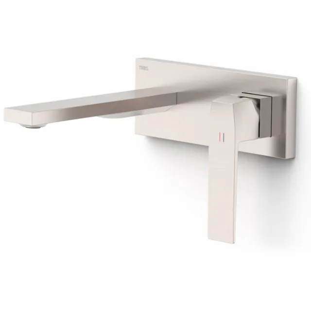 Tres Slim Exclusive wastafelmengkraan inbouw rechte uitloop RVS look