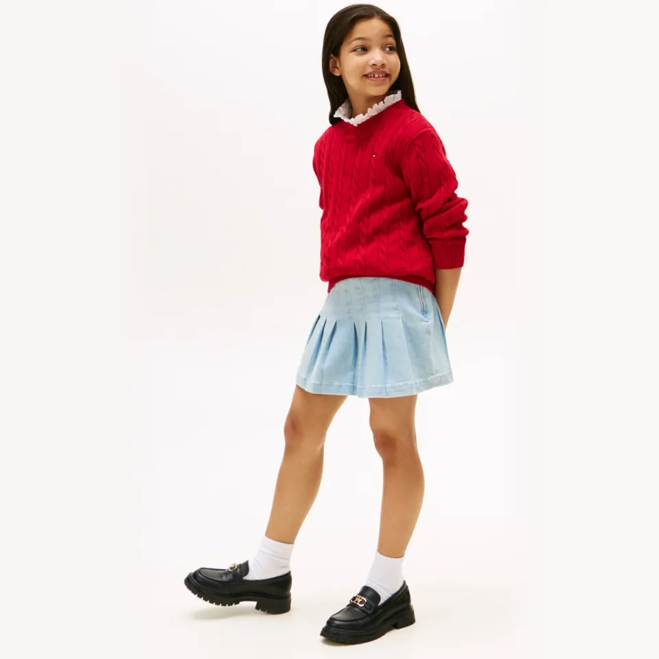 Tommy Hilfiger denim korte rok lichtblauw Drapeylight