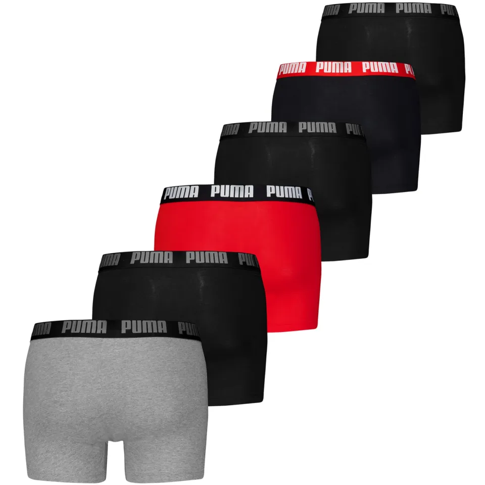 Puma Everyday Boxershorts Heren (6-pack) zwart - rood - grijs, foto 2