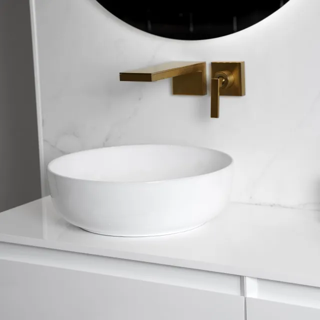 Loutro Waskom Loutro Drossia Rond 41.5x41.5x13 cm Hoogglans Wit Loutro