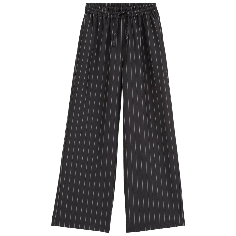 WE Fashion straight leg gestreepte pantalon zwart, foto 2
