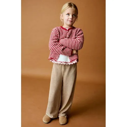 Mango corduroy casual broek beige, foto 4