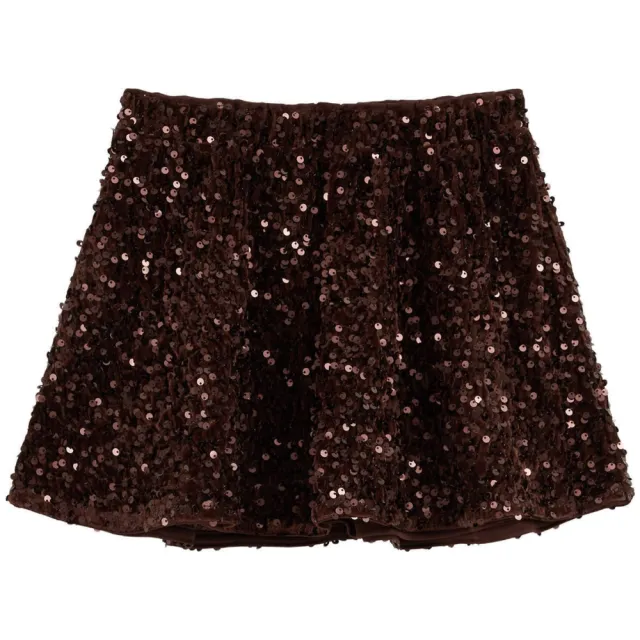 WE Fashion korte rok met pailletten - donkerbruin Hazelnut
