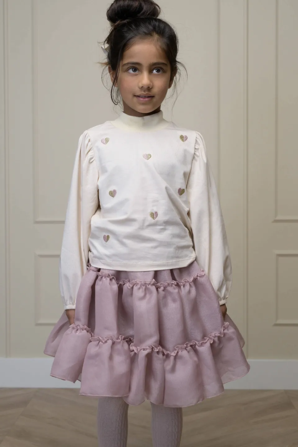 Le Chic korte tule rok met glitters roze