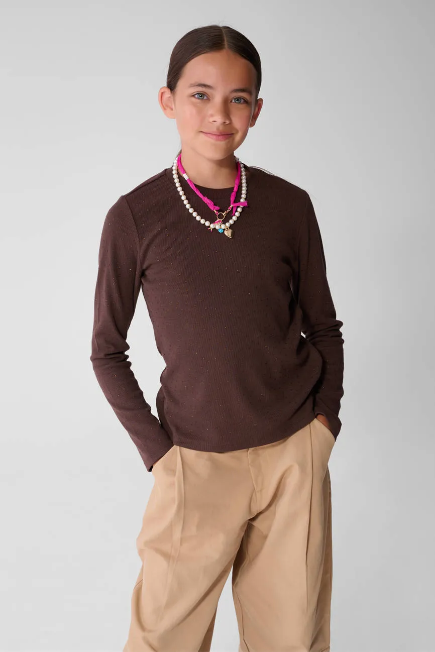 Shoeby longsleeve donkerbruin, foto 6