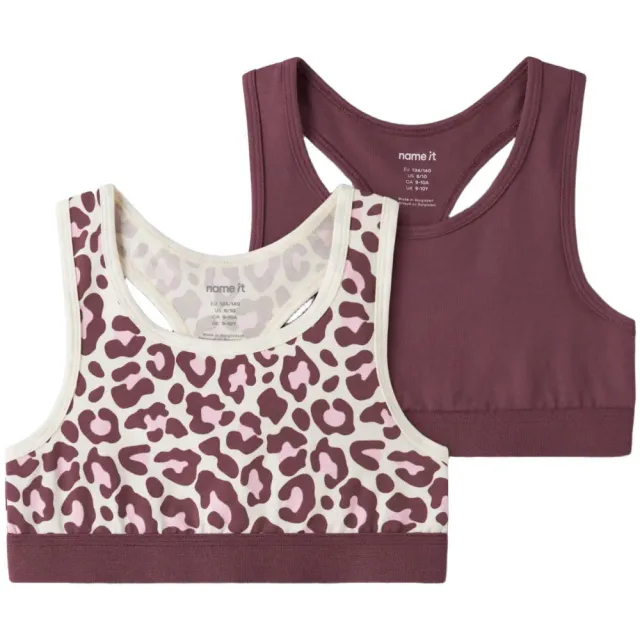 NAME IT KIDS sport-bh's donkerrood set van 2 Donkerrood/ecru