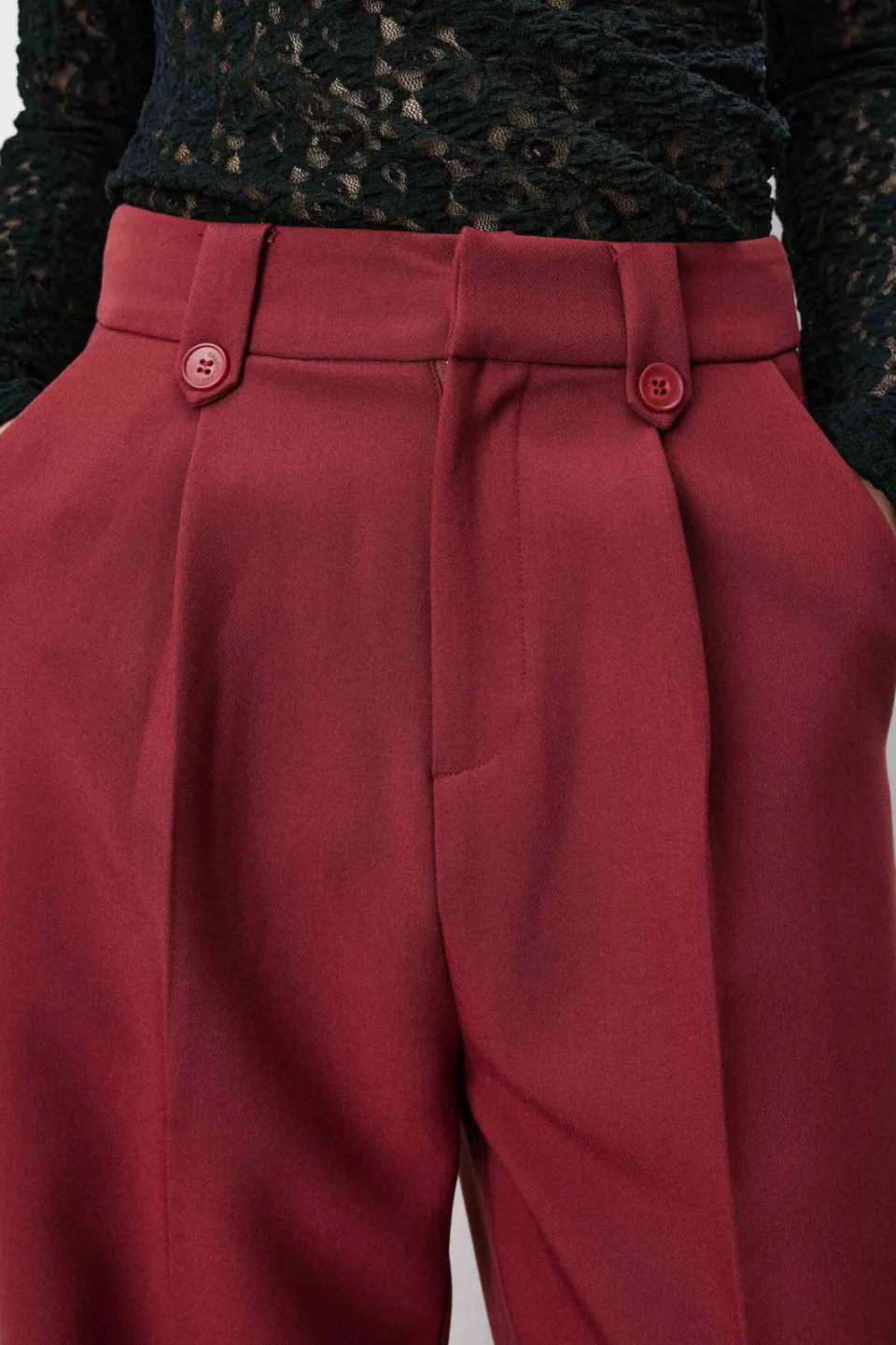 Grace & Mila straight leg broek - donkerrood, foto 6