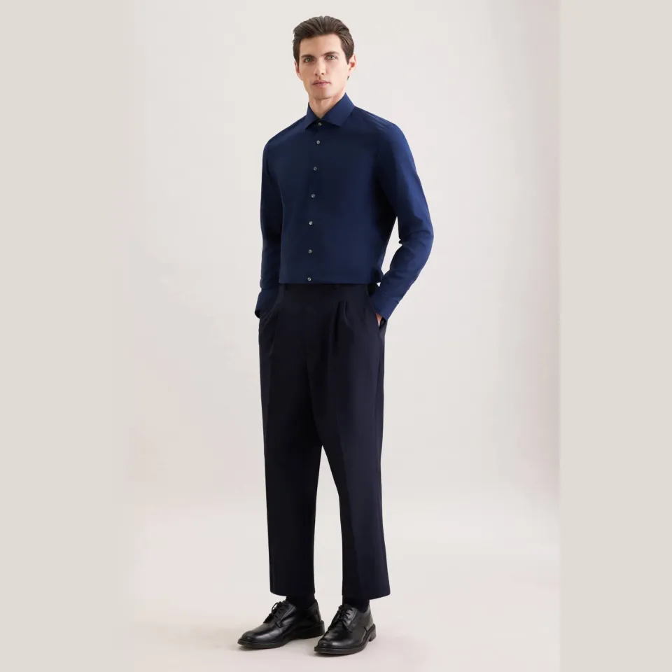 Seidensticker slim fit overhemd donkerblauw