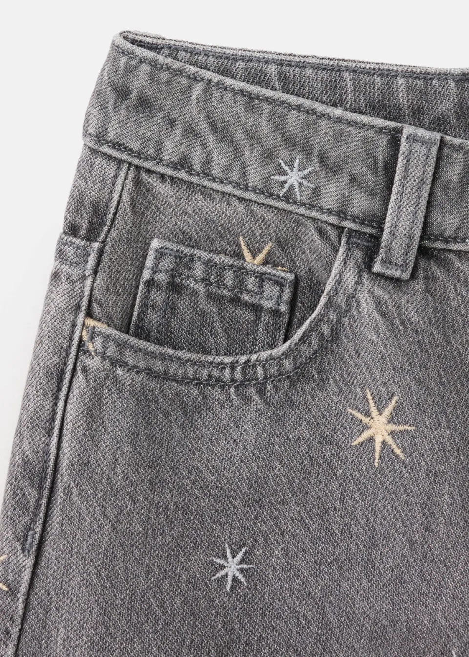Mango Kids wide leg jeans met sterren - grijs, foto 6