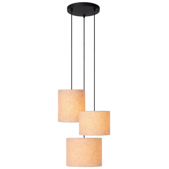 Lucide MAYA - Hanglamp - Ø 46 cm - 3xE27 - Beige Beige, Zwart