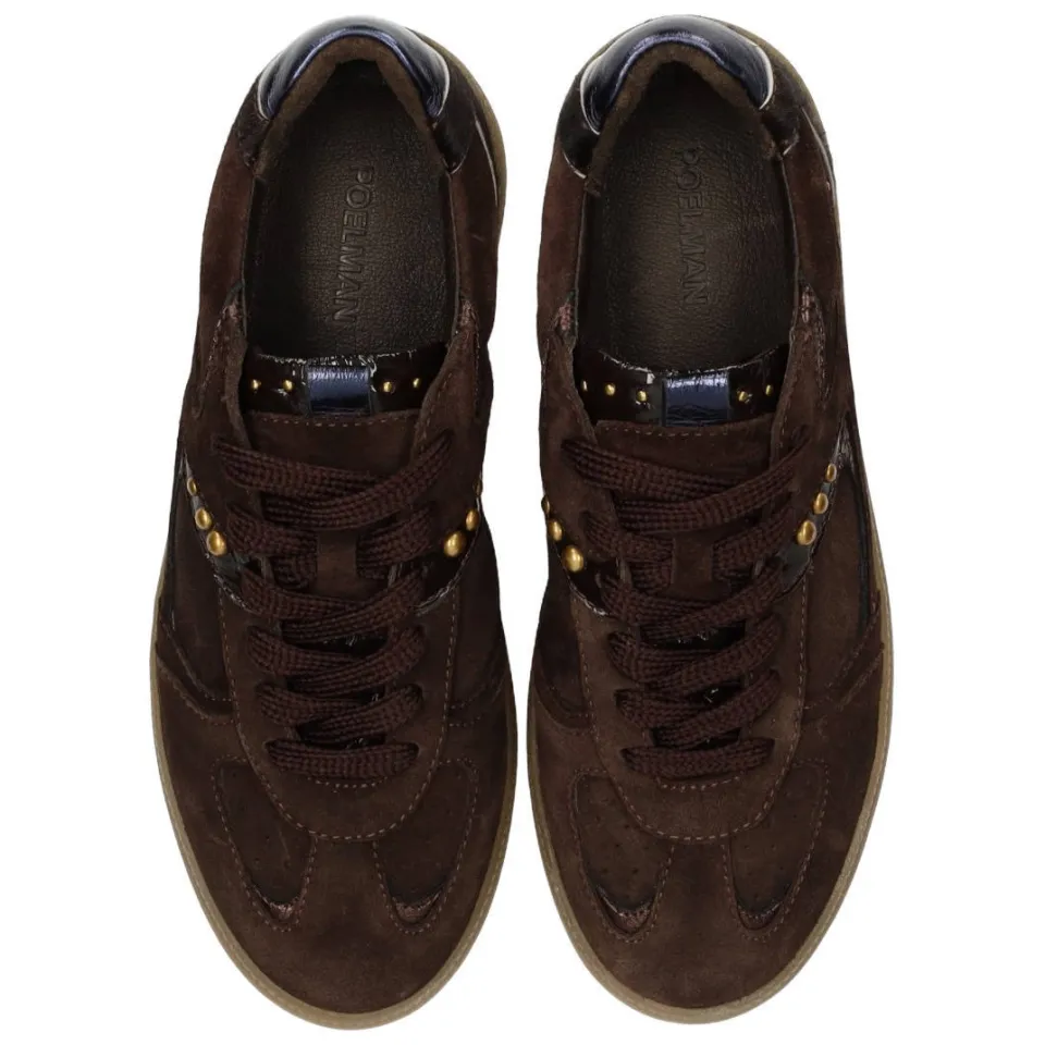 Poelman Skye leren sneakers met studs en print - bruin, foto 4