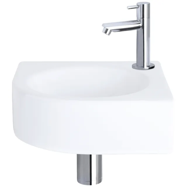 Differnz Fonteinset Differnz Cleo 30x30x10 cm Keramiek Wit Met Kraan Recht Chroom