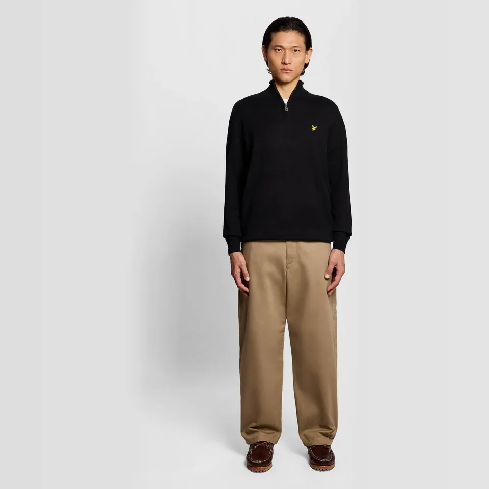 Lyle & Scott regular fit gebreide trui met wol - zwart