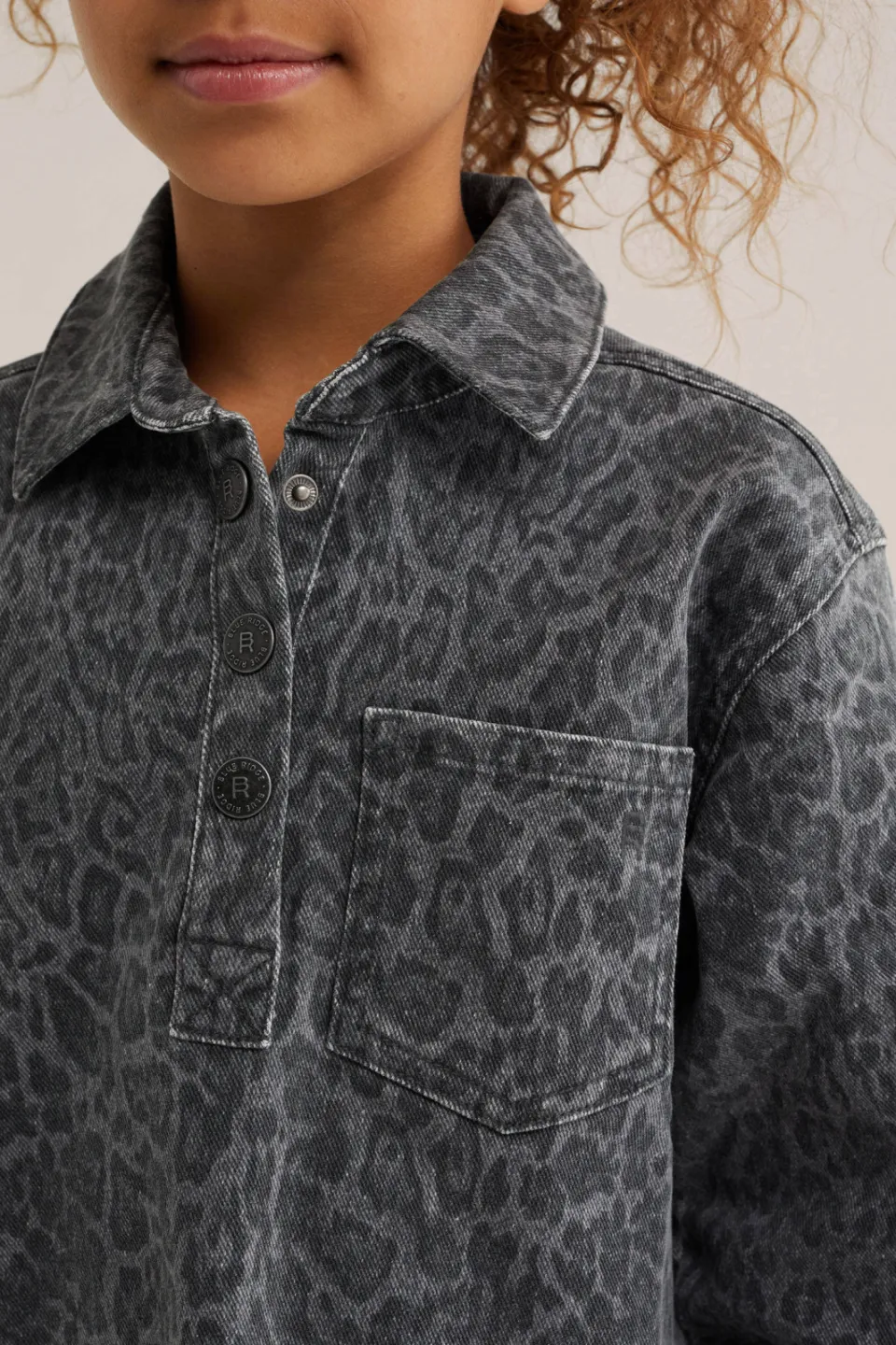 WE Fashion Blue Ridge spijkerjurk met panterprint grijs, foto 6