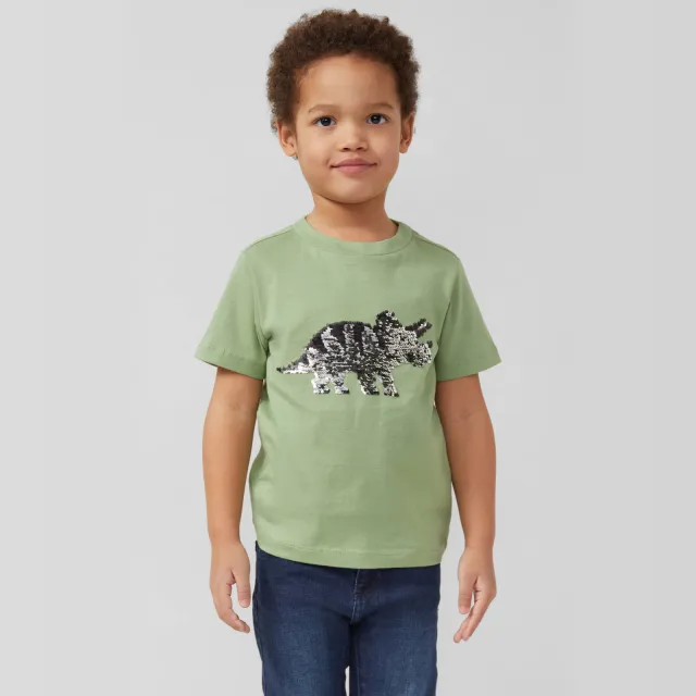 s.Oliver T-shirt lichtgroen met pailletten