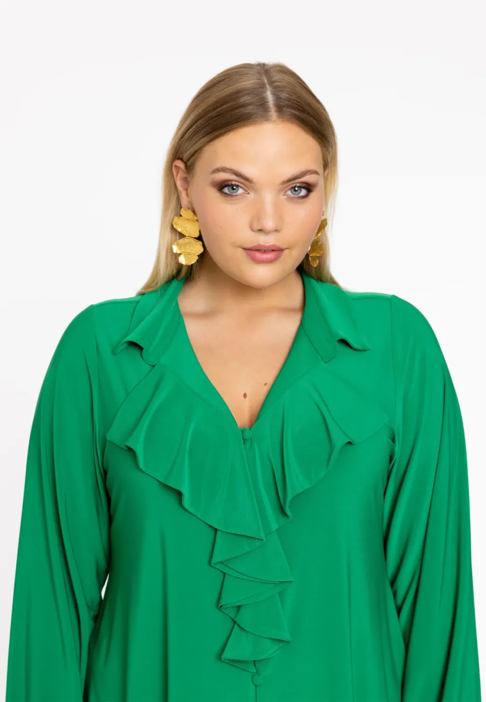 Yoek blouse met ruches groen, foto 6