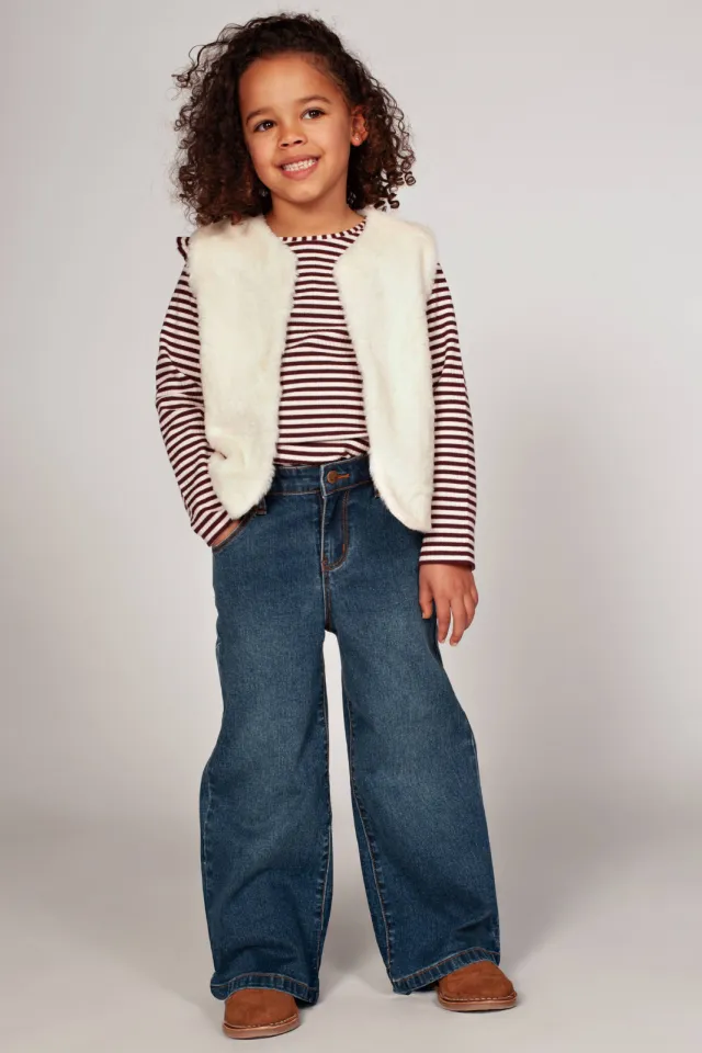 Jubel gestreepte longsleeve met ruches donkerrood/wit