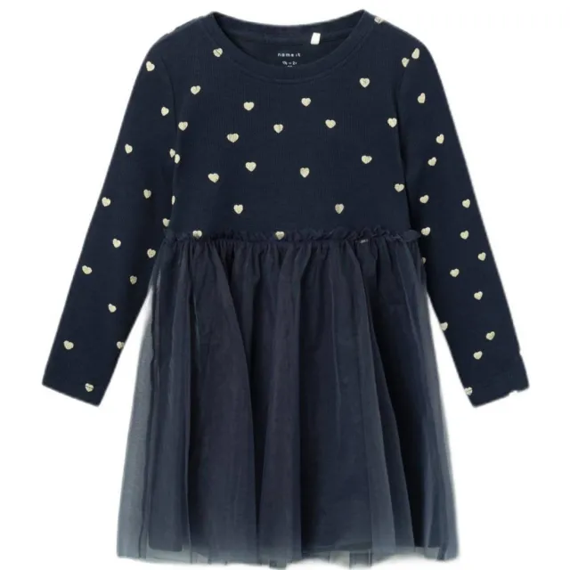 NAME IT MINI A-lijn jurk met tule donkerblauw, foto 2