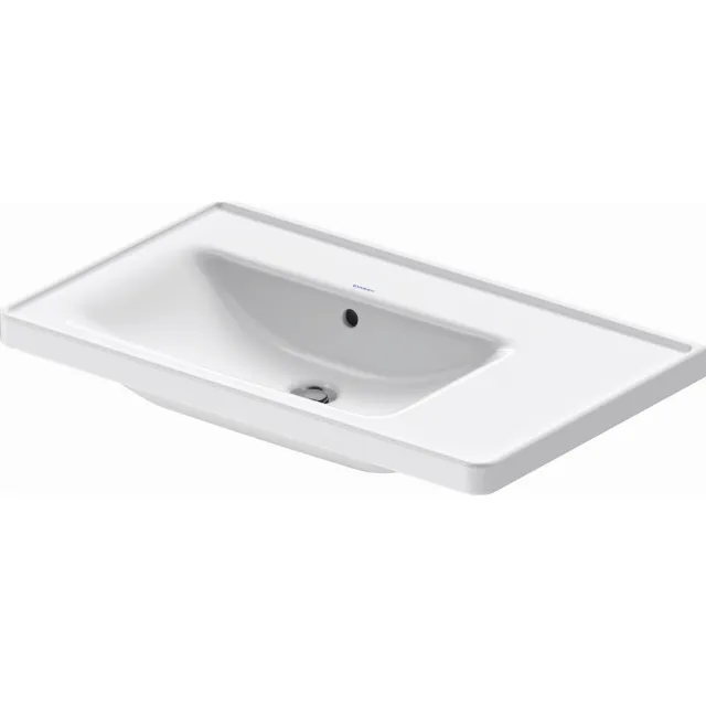 Duravit Wastafel Duravit D-Neo Rand Overloop Kraanvlak Zonder Kraangat 80 cm Hoogglans Wit Links