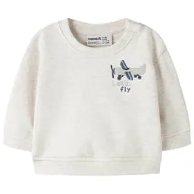 NAME IT BABY rechtvallende sweater met borduursels en print - beige Printopdruk