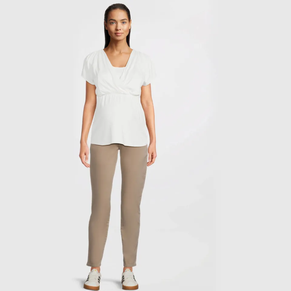 LOVE2WAIT regular fit zwangerschapsbroek Chino zand