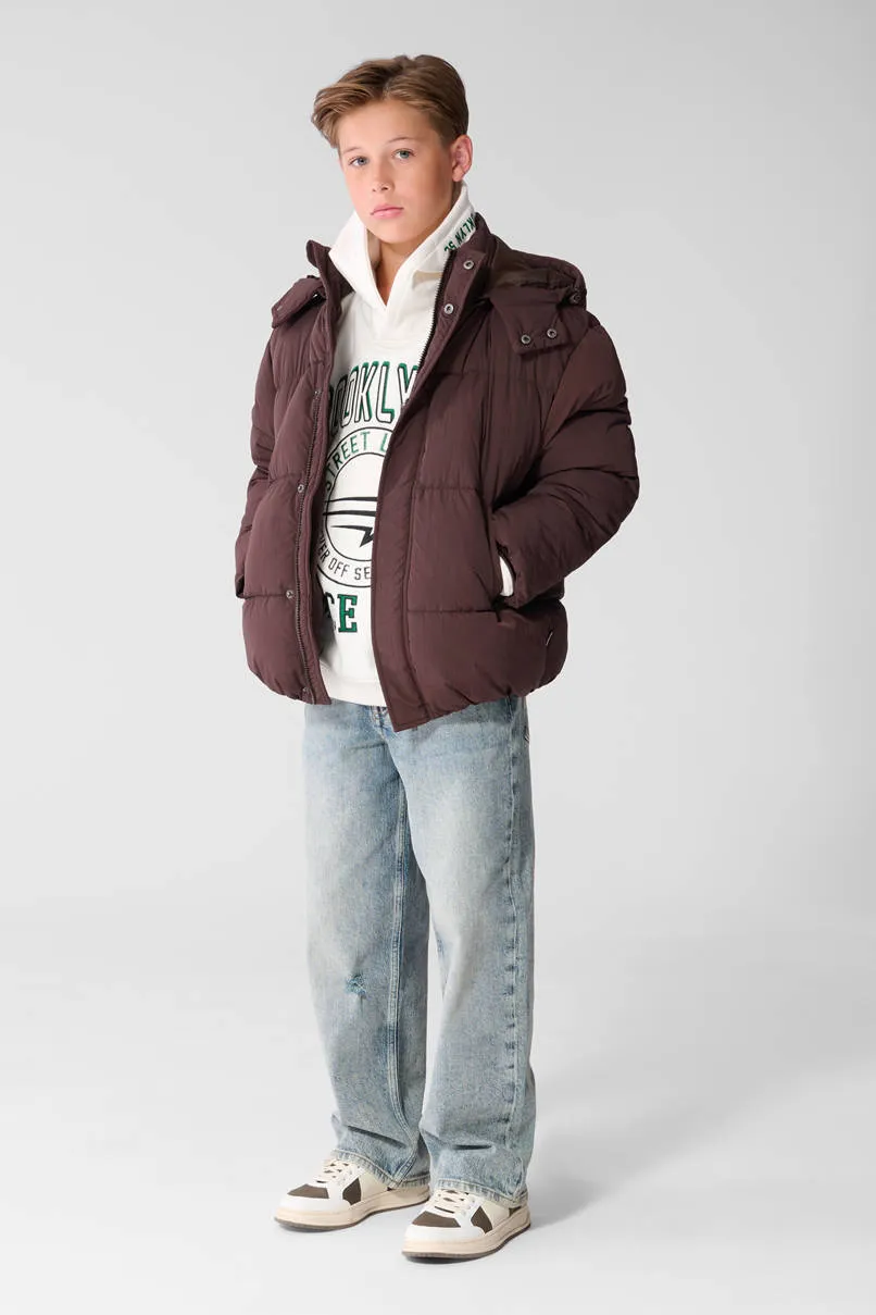 Shoeby winter pufferjas donkerbruin, foto 5