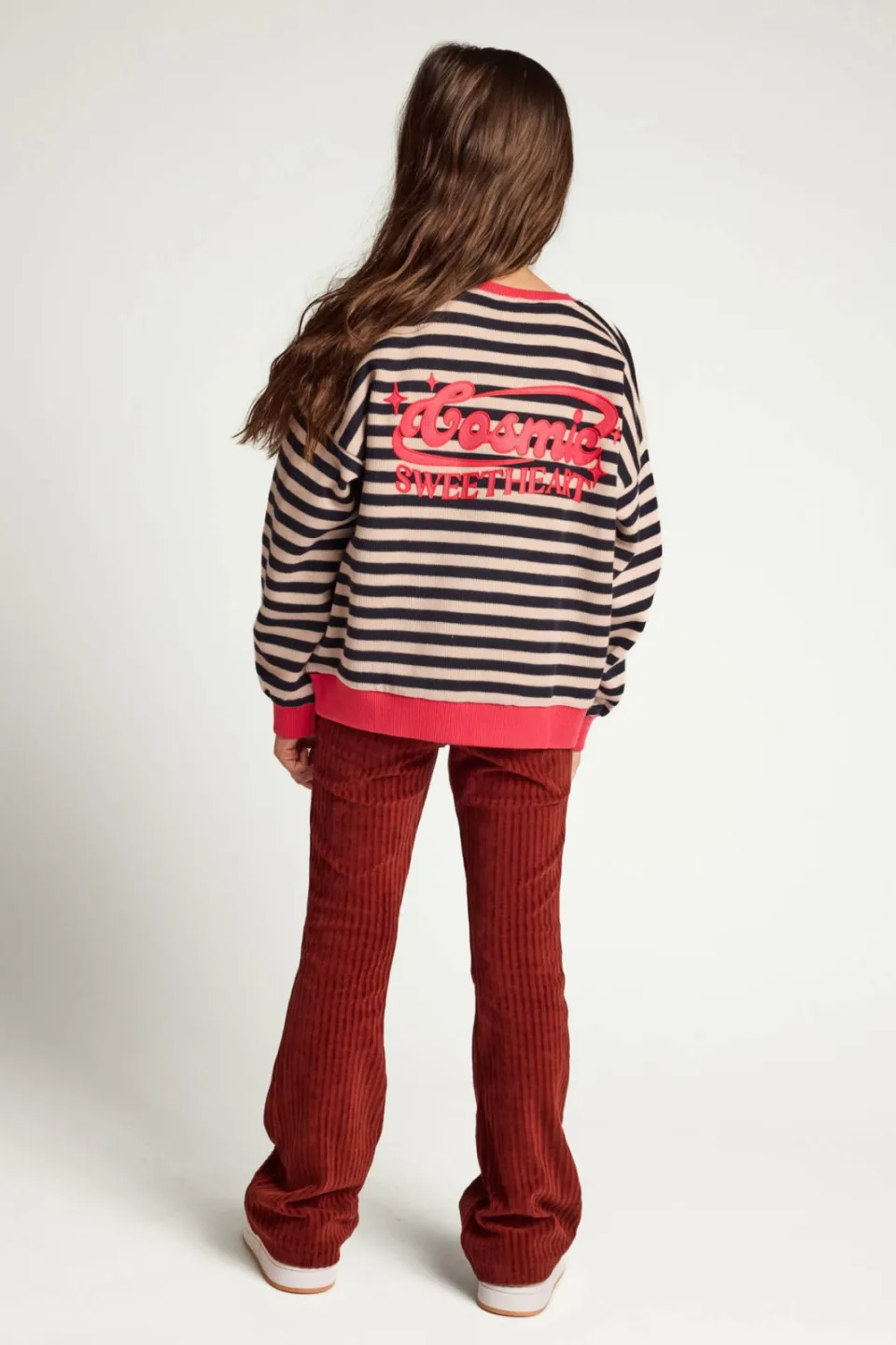LOOXS little oversized gestreepte sweater met backprint - ecru, foto 5