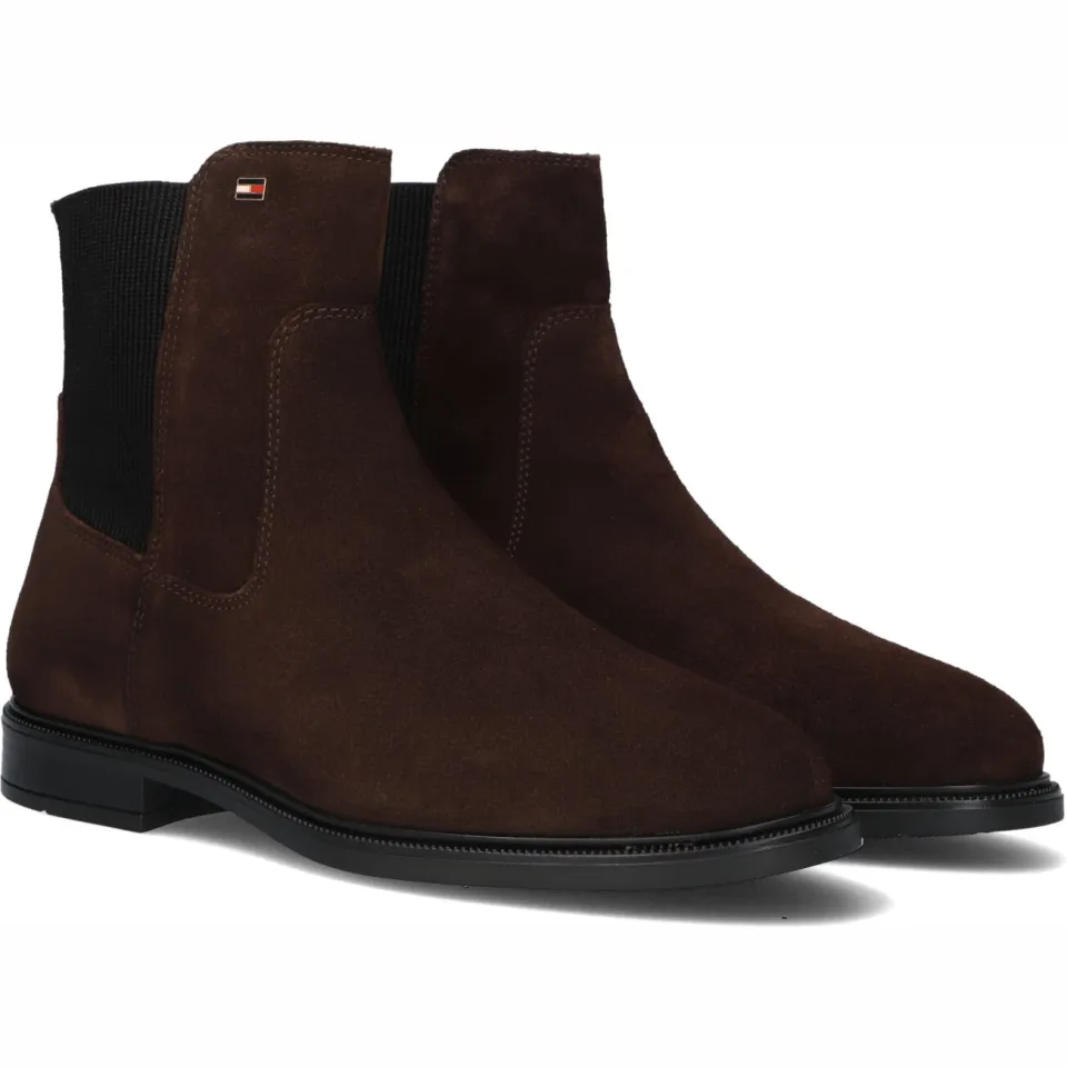 Tommy Hilfiger Enkellaarsjes Enamel Flag Suede Ankle Chelsea Bruin, foto 3