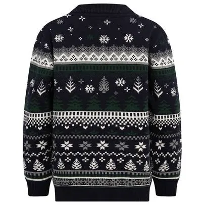 Redefined Rebel junior katoenen gebreide trui met print - donkerblauw/wit/groen, foto 3
