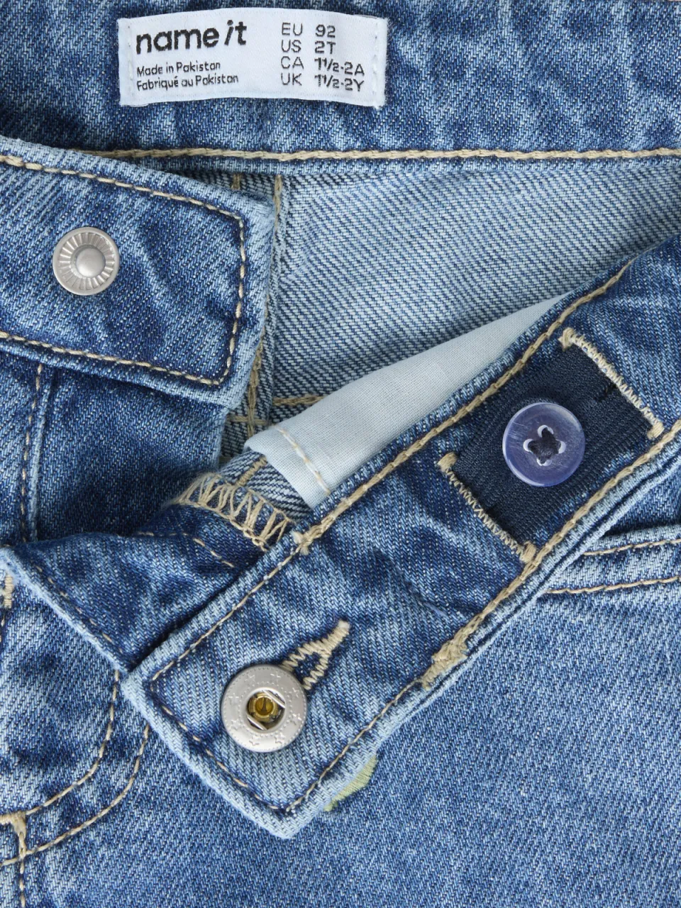 NAME IT MINI gebloemde mom jeans met borduursels - mediumblauw, foto 8