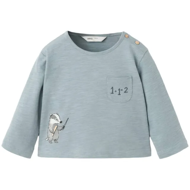 Mango Kids longsleeve met print - blauw