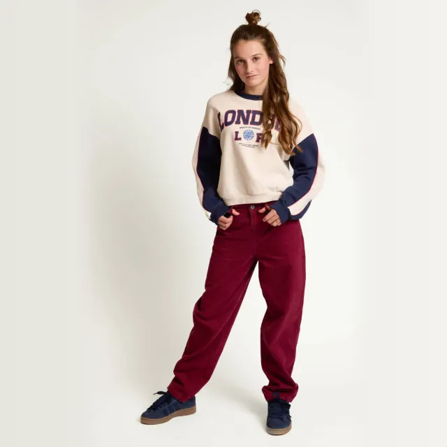 LOOXS 10sixteen rechtvallende sweater met tekst - grijs Grijs melange/donkerblauw