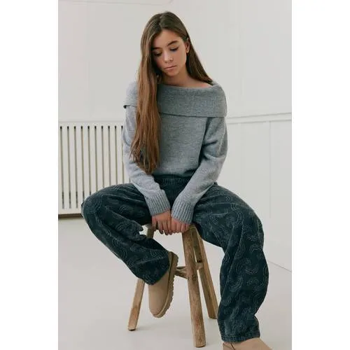 Sofie Schnoor girls off shoulder gebreide trui met wol - grijs, foto 4