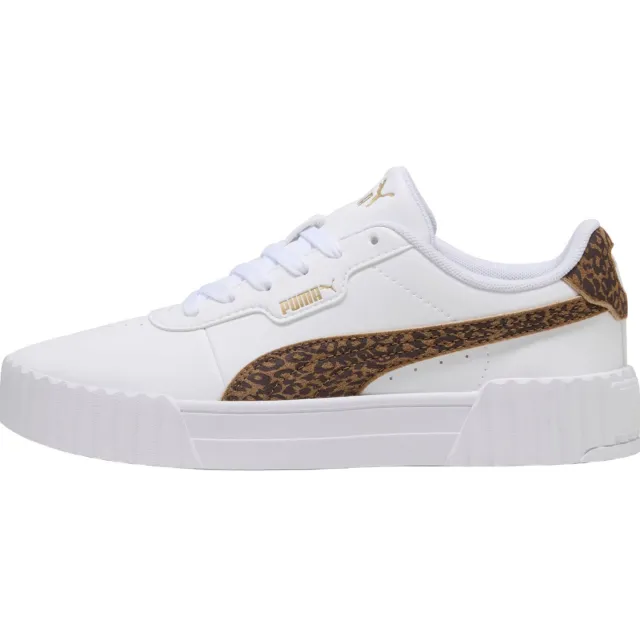 Puma Carina 3.0 imitatieleren sneakers met panterprint - wit/taupe, foto 2