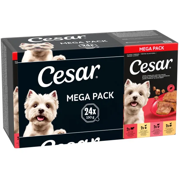 Cesar Classic Mix natvoer hond paté megapack 24 x 150 g