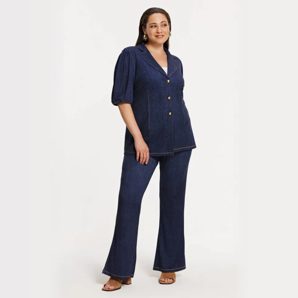 Yoek flared jeans dark blue denim, foto 4