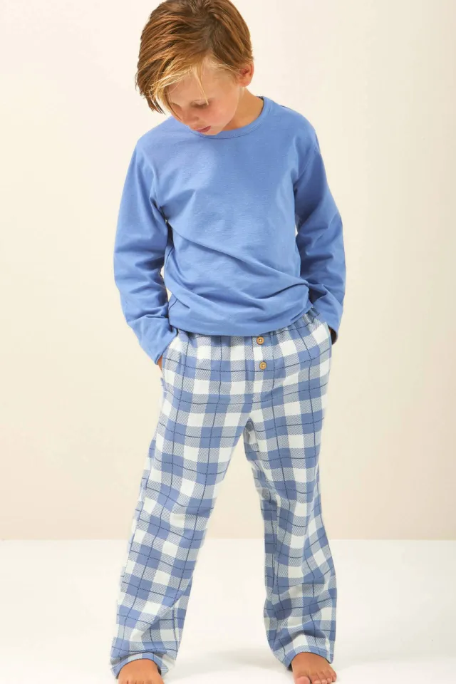 Little Label pyjama met geruite broek blauw