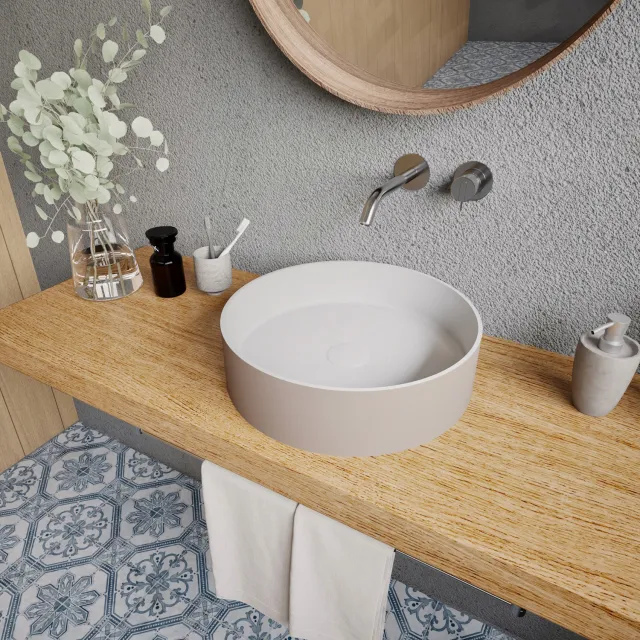 Ideavit Opbouwwastafel Ideavit Solidthin 40x40x12.5 cm Solid Surface Grijs Beige