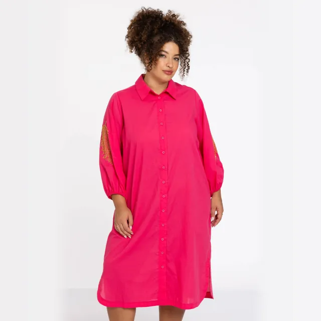 Yoek SOFT geborduurde blousejurk roze, foto 5