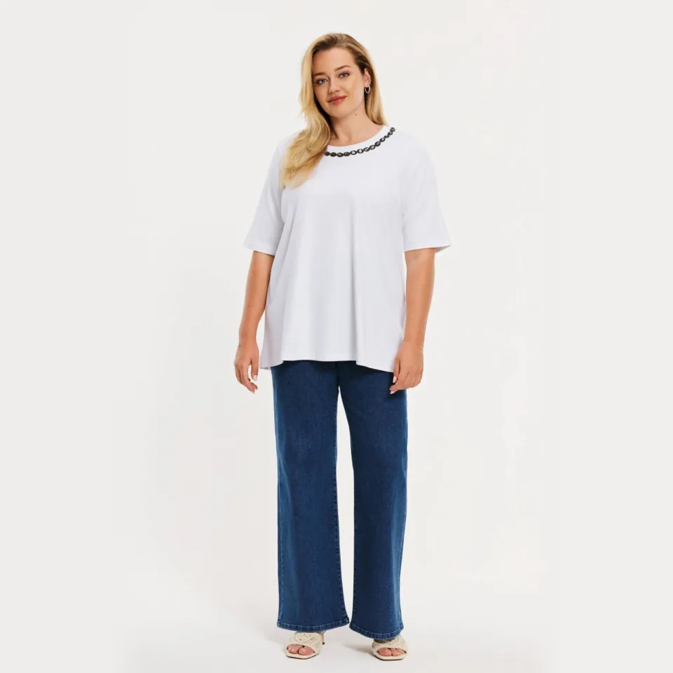 Yoek T-shirt met steentjes wit, foto 2
