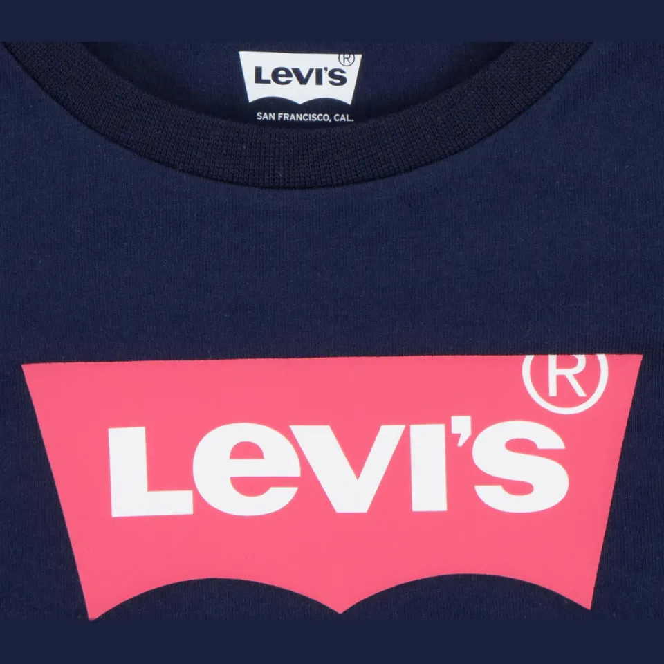 Levi's T-shirt Batwing met logo donkerblauw/roze, foto 6