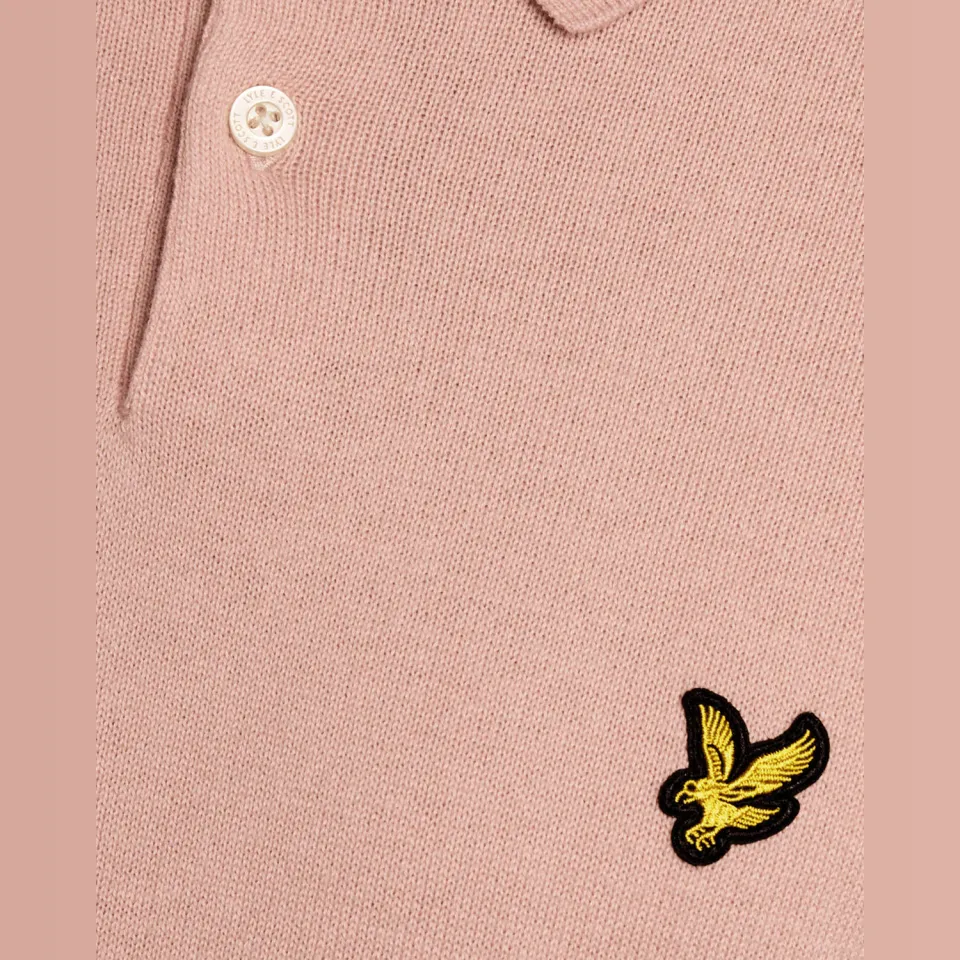 Lyle & Scott regular polo fijn gebreid roze, foto 6