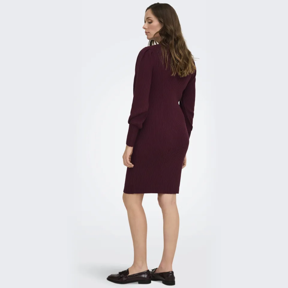 Only Maternity gebreide zwangerschapsjurk donkerrood, foto 5