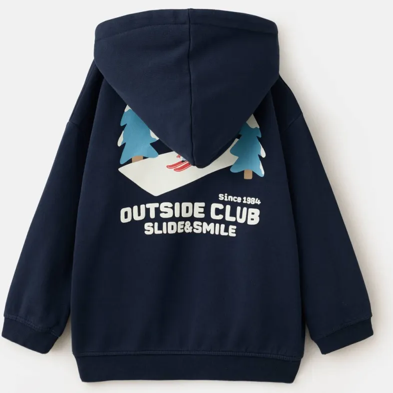Mango Kids hoodie met backprint - marine, foto 3
