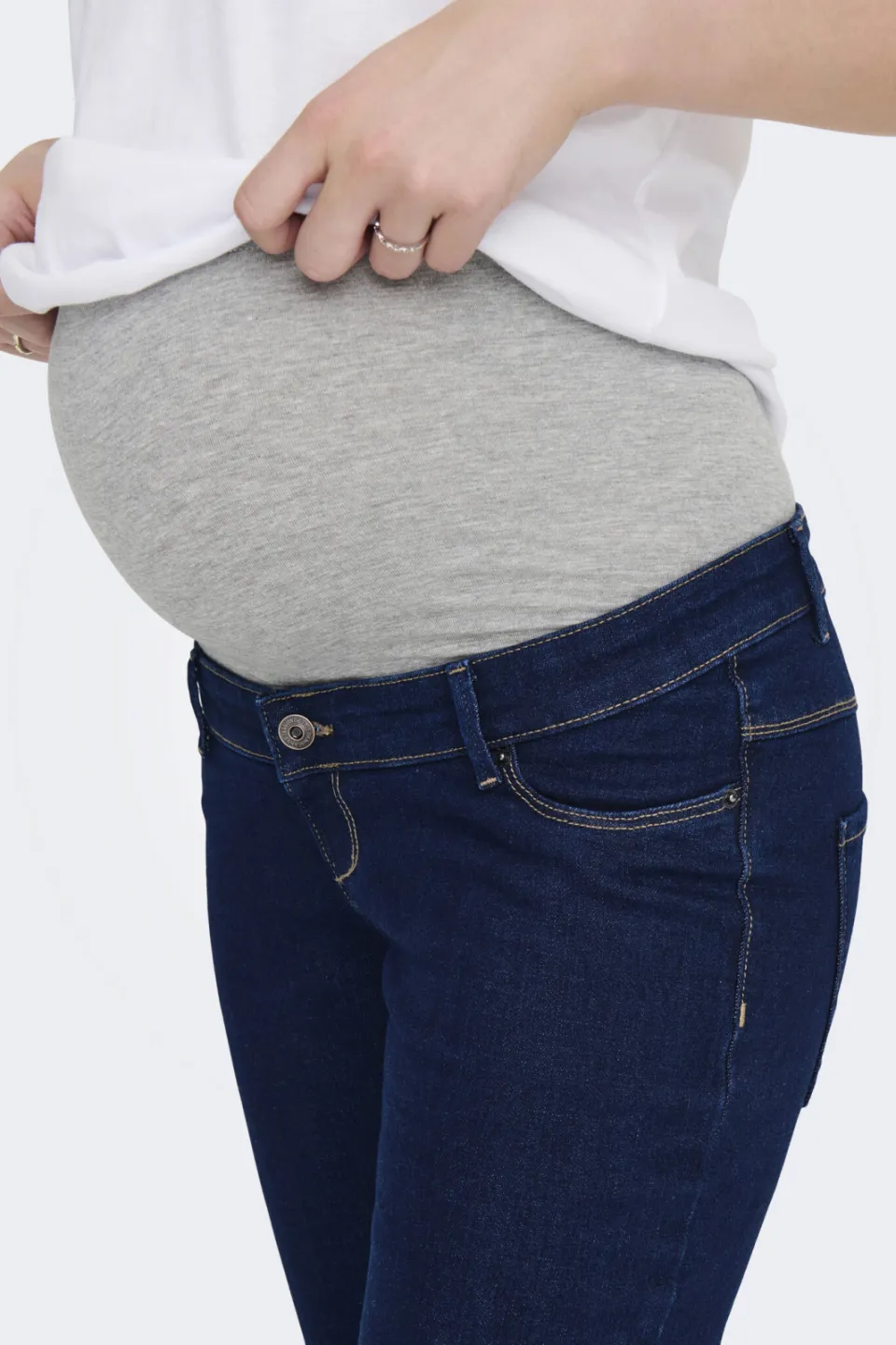 Only MATERNITY high waist zwangerschaps flared jeans dark blue denim, foto 8