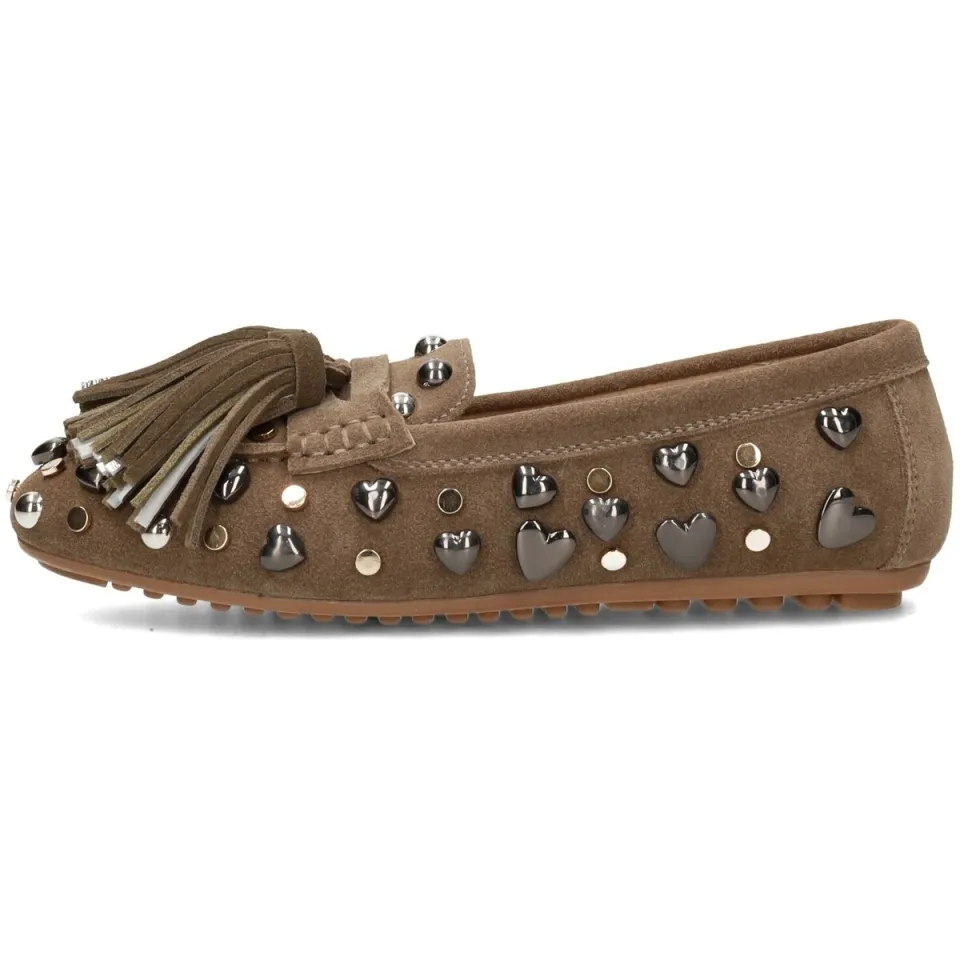 Poelman Serena suède mocassins met studs - taupe, foto 2