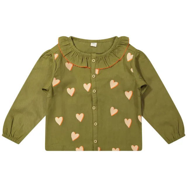 Riffle Amsterdam blouse met hartjes groen roze Groen/roze