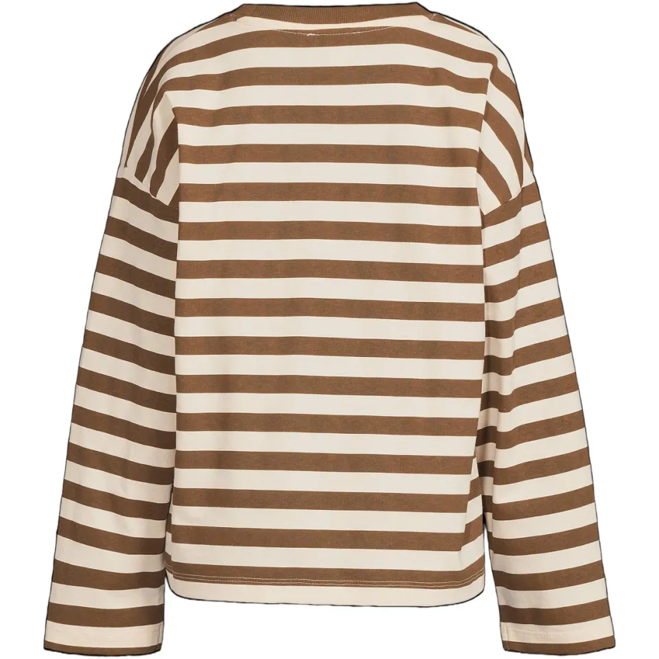 Me & My Monkey oversized gestreepte longsleeve donkerbruin donkerbruin/ecru, foto 4