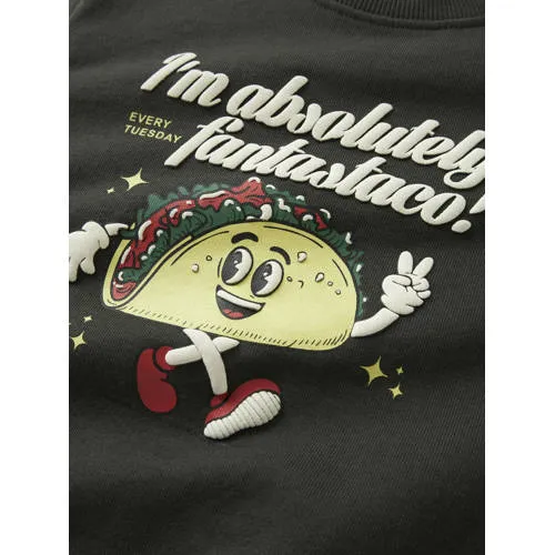 NAME IT MINI rechtvallend sweater met print - donkergroen Jongens Katoen Ronde hals, foto 3