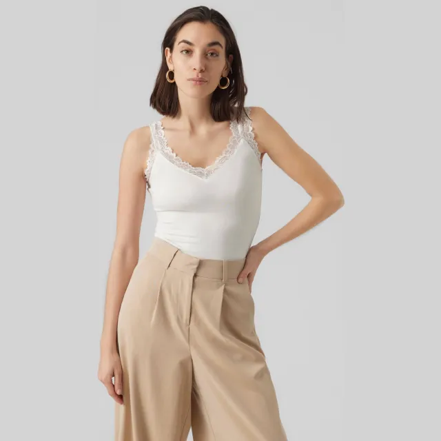 Vero Moda singlet VMROSA met kant wit